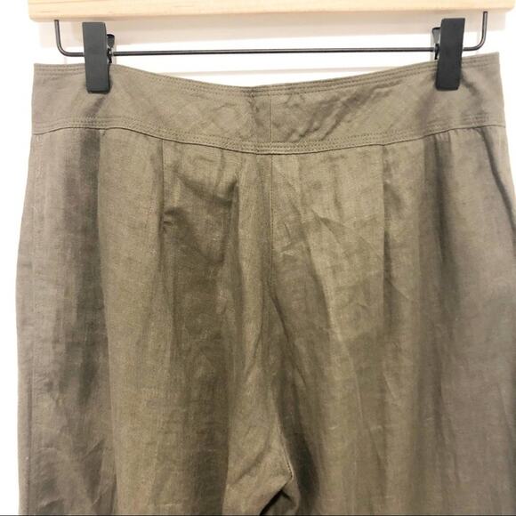 CYNTHIA Cynthia Steffe 100% linen brown cropped pants 4 - Picture 7 of 10